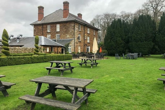 The pub's garden has beautiful views overlooking the countryside