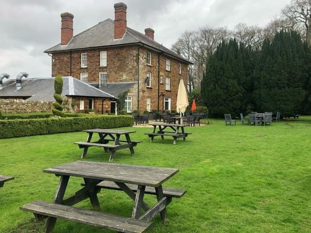 The pub's garden has beautiful views overlooking the countryside