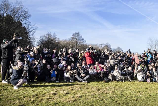 Around 100 French Bulldogs gathered at Hunsbury Hill Country Park in January. Photo by Kirsty Edmonds.