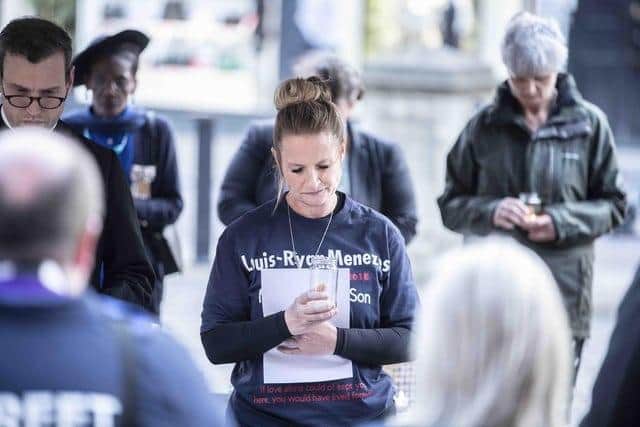 Cheri Curran at last month's knife crime service and vigil, to mark one year since the Knife Angel visited the county. Photo: Kirsty Edmonds.