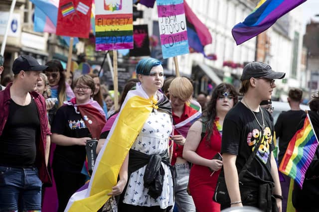 A parade made its way through the town centre before finishing at the university's Waterside campus as Northampton Pride took place on Saturday July 8, 2023.