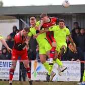 Action from Brackley Town's 1-0 defeat at Kettering Town on Saturday. Picture by Peter Short