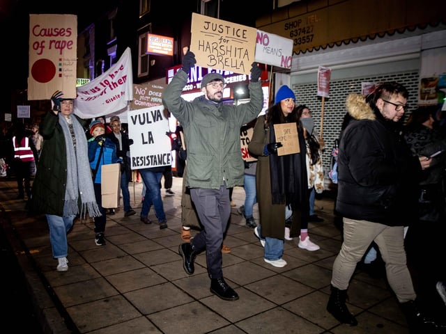 The event took place in Northampton on Friday November 2024 and saw dozens of activists march for an end to violence against women and girls.