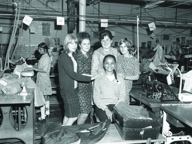 September 15, 1966 - Anita Neil, Wellingborough, girl in clothing factory by Singer sewing machine