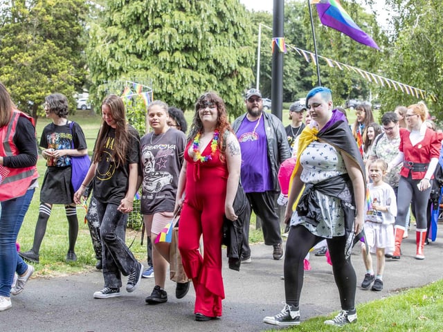 A parade made its way through the town centre before finishing at the university's Waterside campus as Northampton Pride took place on Saturday July 8, 2023.