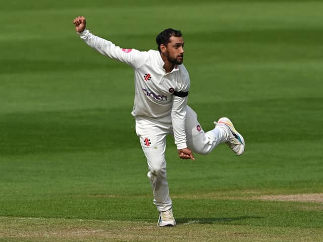 Saif Zaib in bowling action for Northamptonshire