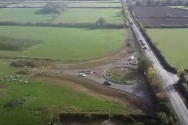 Access to the housing estate is being provided via this new roundabout off Roman Road, which has been under construction for months already. Credit: Richard Durham