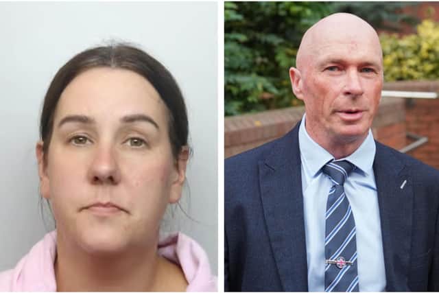 Lucy Connolly (left) and her husband Raymond Connolly (right). Credit: Northants Police (left) and Christopher Furlong/Getty Images (right).
