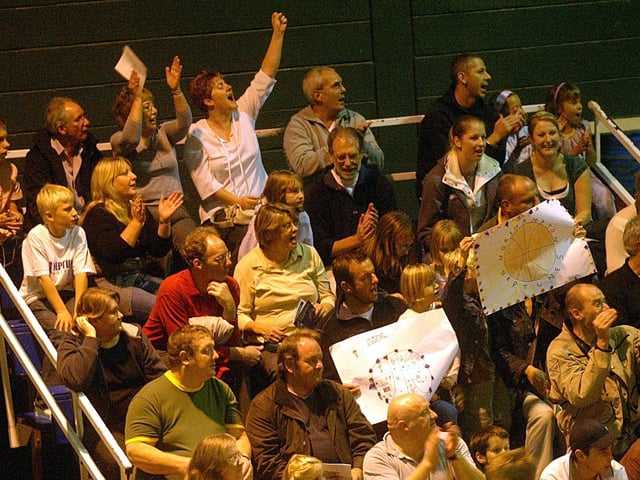 The crowd at Northampton Neptunes v Manchester Magic, basketball action