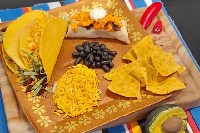 One of Mindy's entries to last year's Cake International competition – cake made and decorated to look like Mexican food.