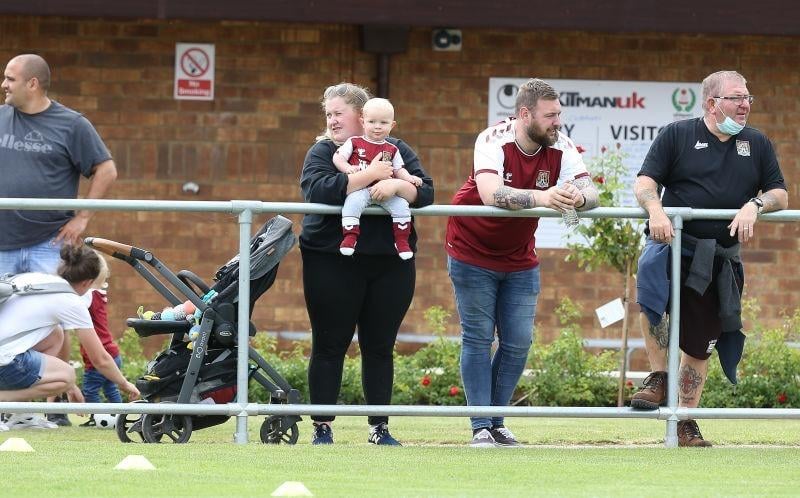 Northampton Town fans look on during the Pre-Season Friendly match between Sileby Rangers and Northampton Town at Fernie Fields on July 10, 2021.