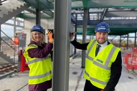 Council leader Pete Marland and Cllr Zoe Nolan at the new MK East development site in Milton Keynes
