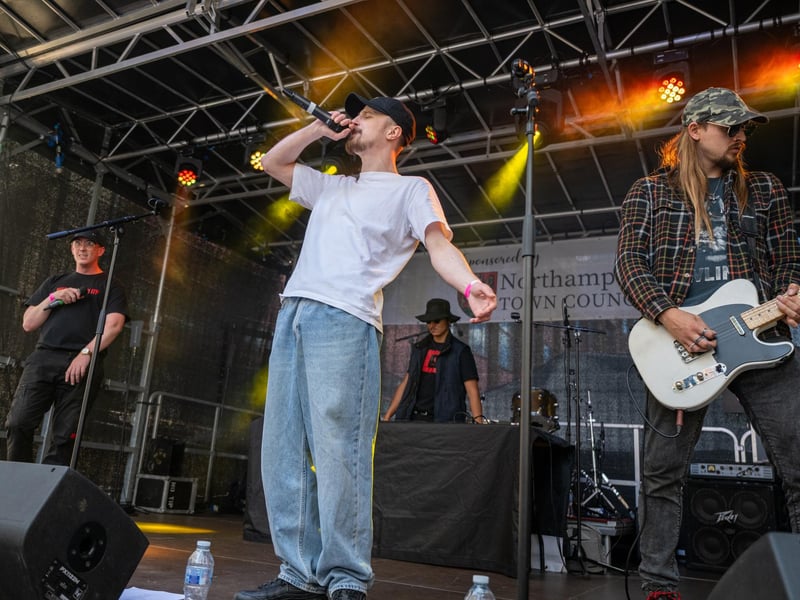 Weirdoe and Weirode performing on the Main Stage at the Northampton Music Festival on Sunday, September 8, 2024. Photo by David Jackson.