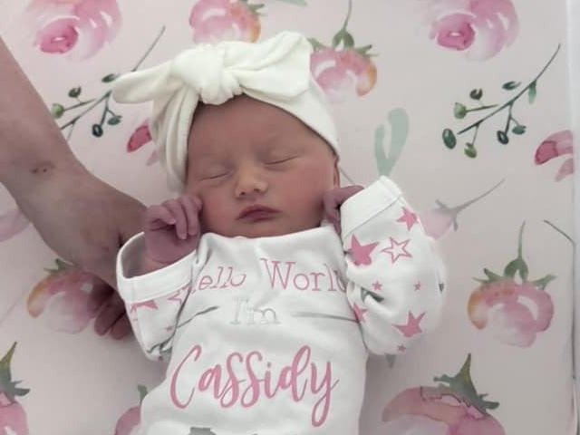 Cassidy Grace born on May 29 at Northampton General Hospital, weighing 7lb 2oz.