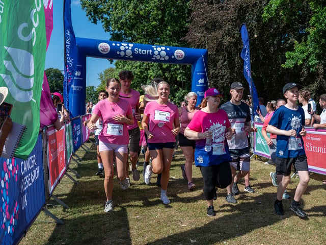 Runners taking part in the Pretty Muddy Race For Life at Abington Park in Northampton on Saturday, July, 11, 20026. Photo by David Jackson.