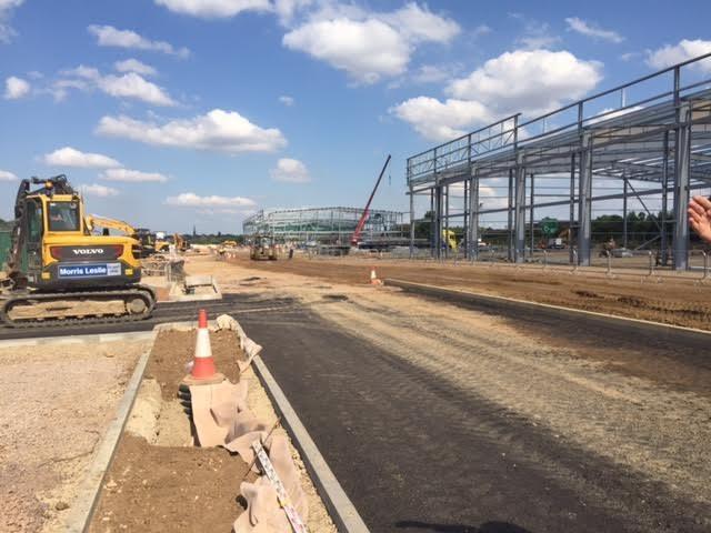 Work progressing on the Rushden Lakes site in July 2016