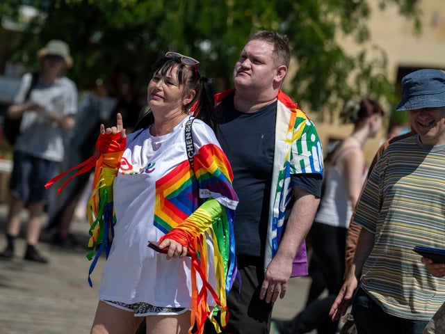 Northampton Pride 2026 in the Market Square on Saturday July 11, 2026. Photo by David Jackson