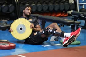 Tyler Magloire works hard in the gym