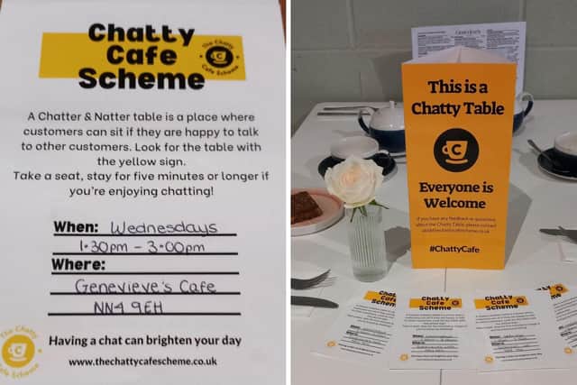 The concept is simple – attendees are invited to the table with the yellow sign between 1.30pm and 3pm on Wednesdays. They can enjoy a drink, purchase something to eat if they wish, and they can talk about whatever they want.
