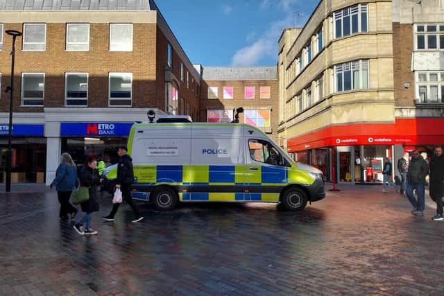 Facial recognition being used in Northampton town centre. Credit: Nadia Lincoln LDRS