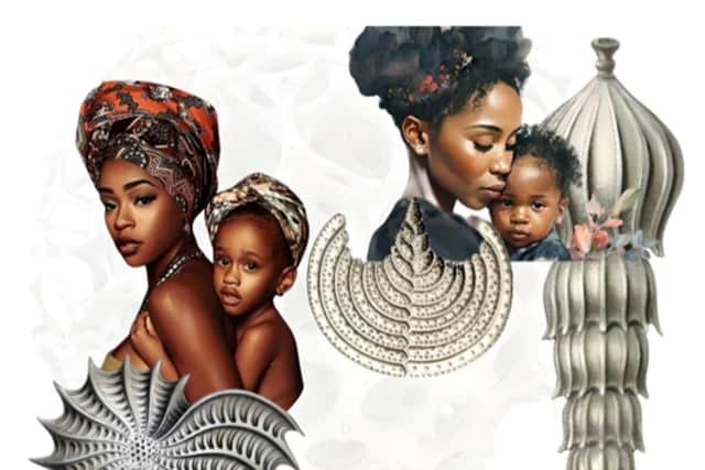 Mellonia's final-year fashion designs based on the theme of motherhood.