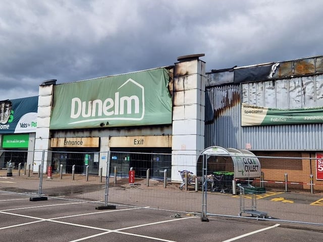 The extensive damage to Dunelm, Pets at Home and neighbouring businesses following the devastating fire on Saturday May 31.