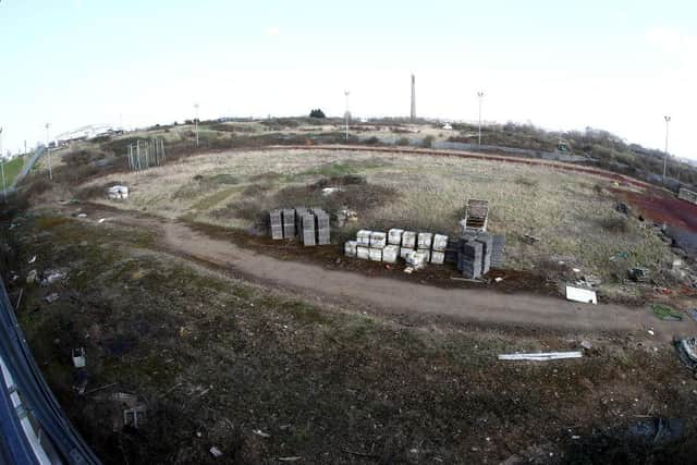 The disused athletics track at Sixfields