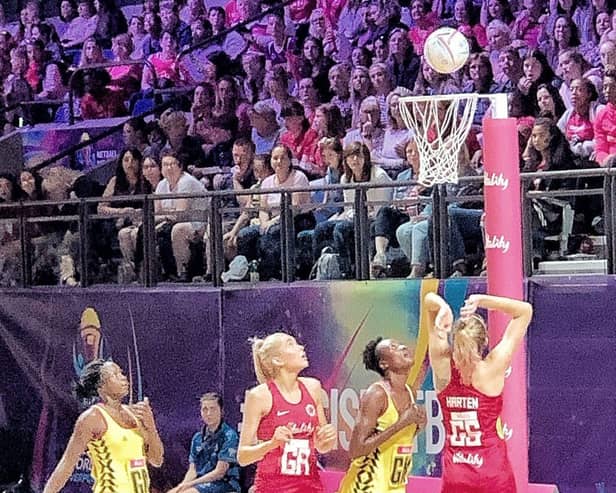 The Lionesses in action at the 2019 Netball World Cup in Liverpool 