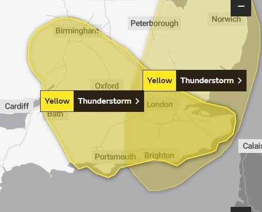 Met Office has issued a yellow weather warning for thunderstorms, affecting Northampton.