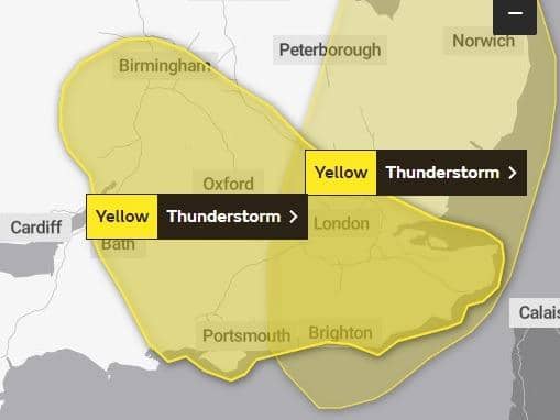 Met Office has issued a yellow weather warning for thunderstorms, affecting Northampton.