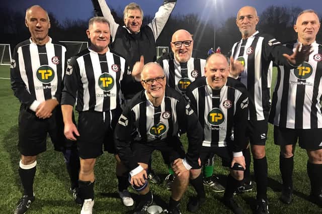 Moulton Masters Over-60s celebrate their County Cup success in November (Picture courtesy of Moulton Masters' Facebook page)