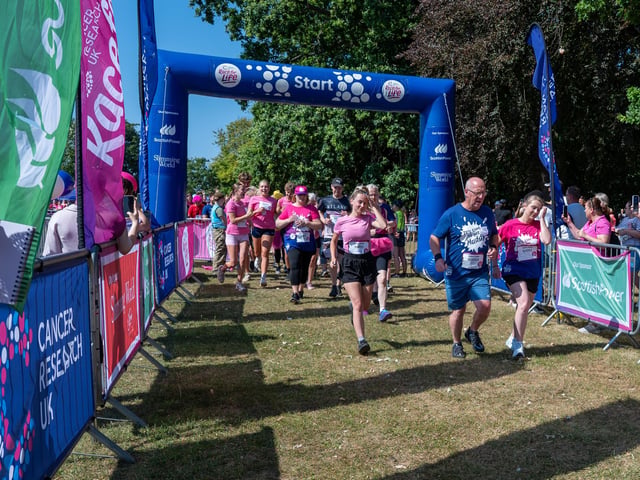 Runners taking part in the Pretty Muddy Race For Life at Abington Park in Northampton on Saturday, July, 11, 20026. Photo by David Jackson.