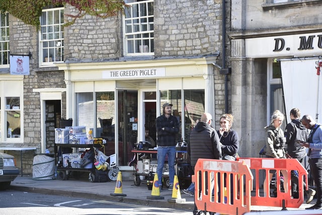 Filming has been focussed on one corner of North Street in the town