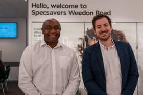 Jude Edwards, optometrist director, and MP Mike Reader