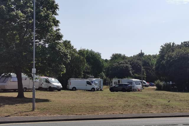 Travellers have set up camp on land next to Hunsbury Hill Country Park