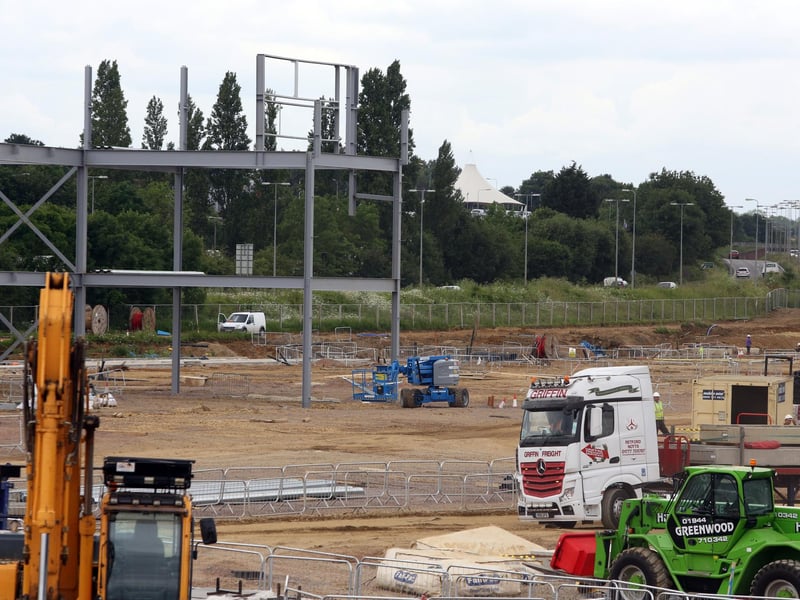 The steel structure for Marks and Spencer in June 2016