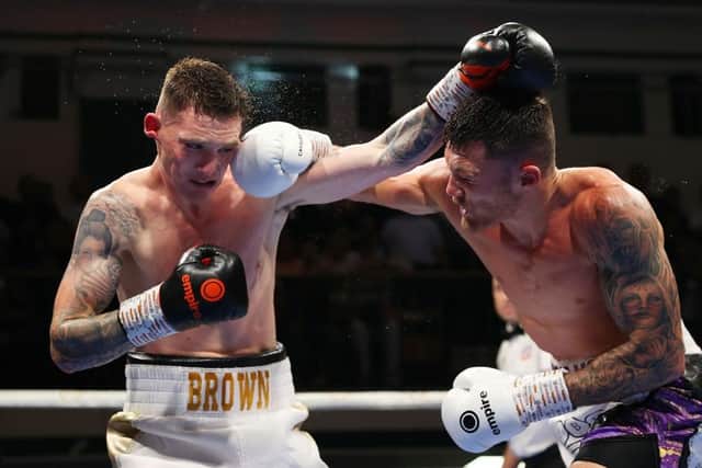 Northampton's Drew Brown in action during his super welterweight loss to Sam Gilley