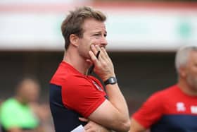 Cheltenham Town Head Coach Wade Elliott looks on prior to during the pre-season friendly between Cheltenham and Northampton at last summer. (Photo by Pete Norton/Getty Images)