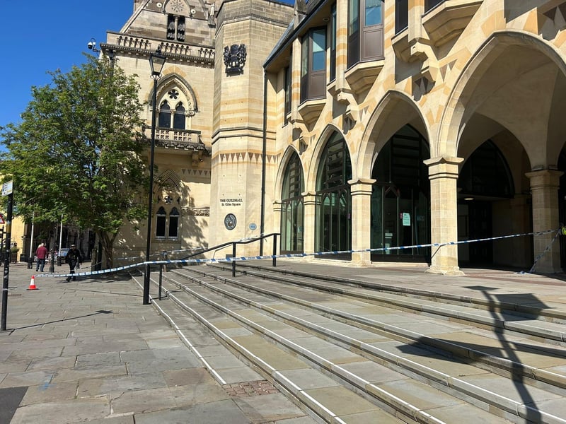 Part of the Guildhall is also cordoned off by police.