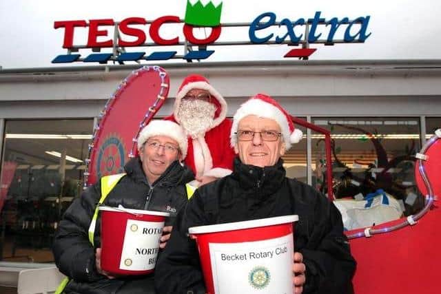 Paul Simpson (pictured right) outside Tesco Mereway where he used to fundraise annually.