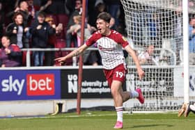 Kieron Bowie's thumping volley gave Cobblers breathing room against Harrogate.