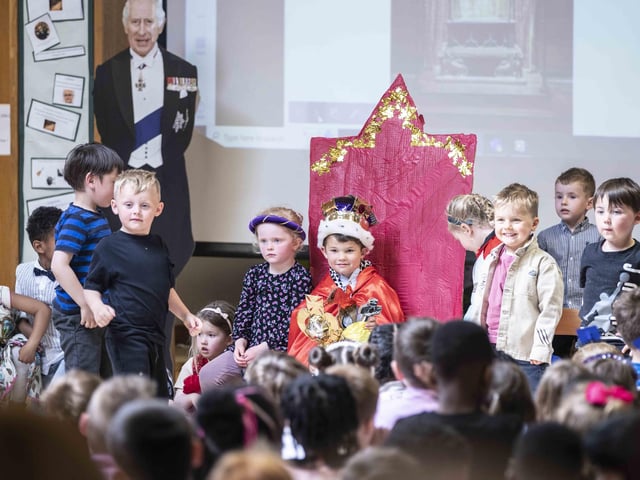 Pupils and teachers at the school held a 'fake' Coronation on Thursday (May 4) ahead of the historic event.