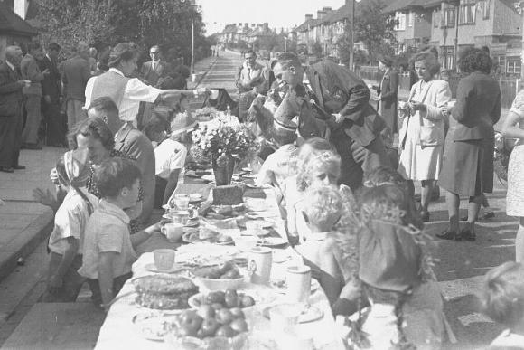 VE Day street party in The Headlands in 1945