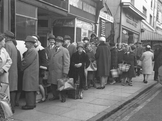 Big queue in Gold Street, Northampton mid-1960s