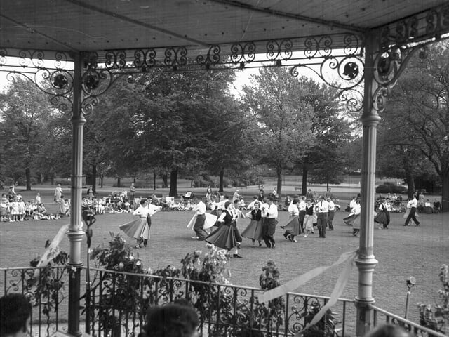 Country dancing in Abington Park, Northampton taken from the bandstand