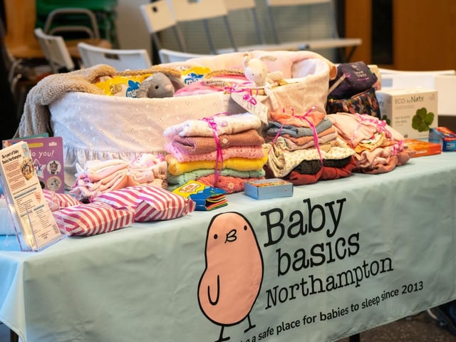 A range of items go into the moses basket starter packs including baby clothes, toiletries, nappies and wipes