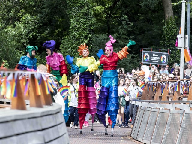 A parade made its way through the town centre before finishing at the university's Waterside campus as Northampton Pride took place on Saturday July 8, 2023.