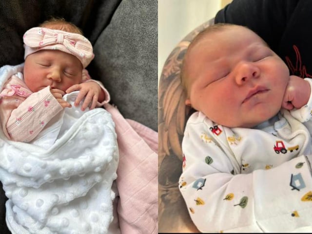 Two of the very cute babies born in August 2024 in Northampton...