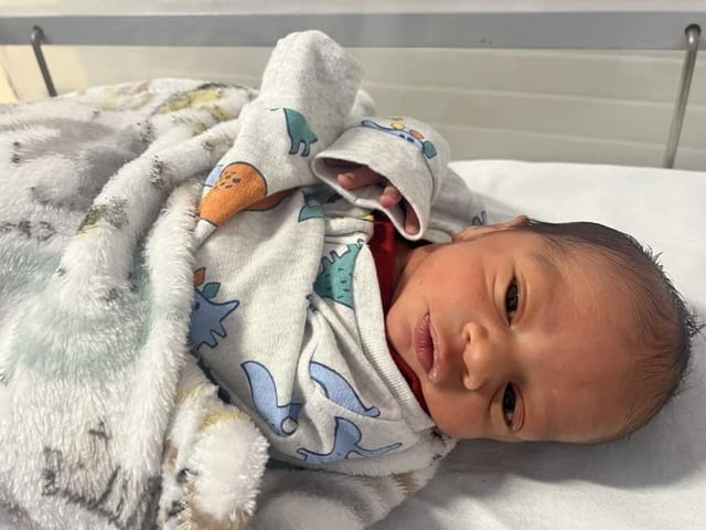 Richard born at 2.18pm on May 9 at Northampton General Hospital, weighing 4lb 7oz.