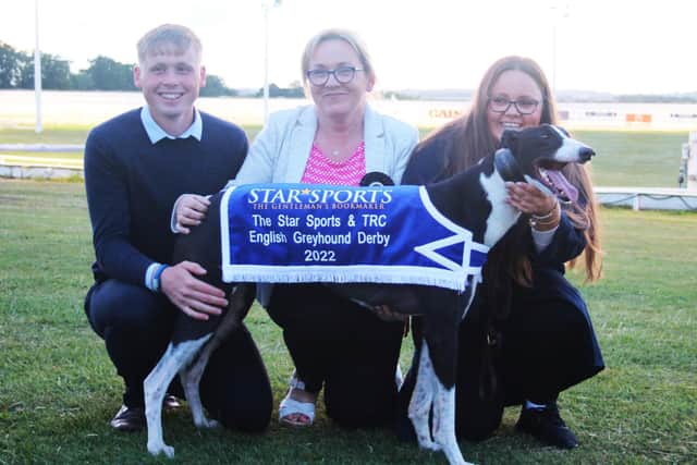 Romeo Magico was the centre of attention after winning the Greyhound Derby at Towcester on Saturday